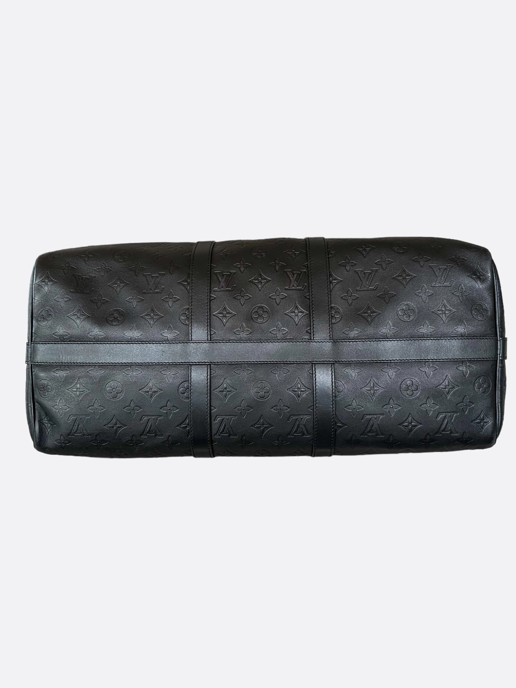 Louis Vuitton Black Shadow Monogram Keepall 50