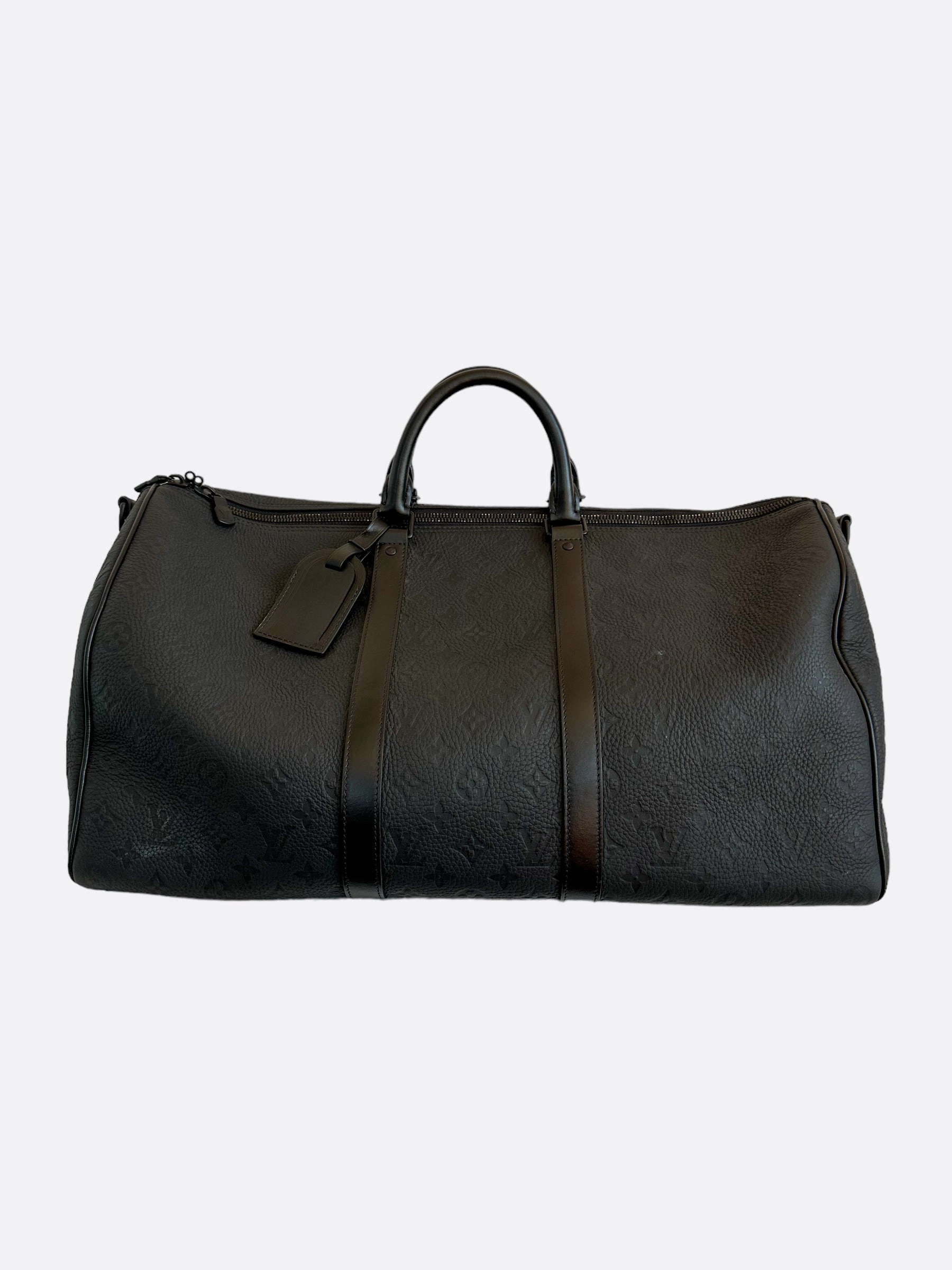 Louis Vuitton Black Taurillon Monogram Keepall 50