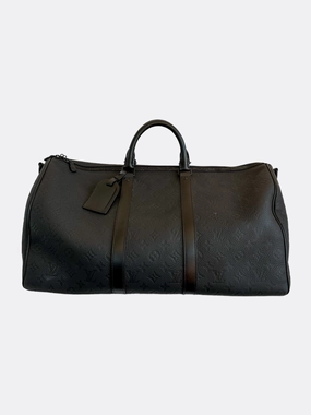 Louis Vuitton Black Taurillon Monogram Keepall 50