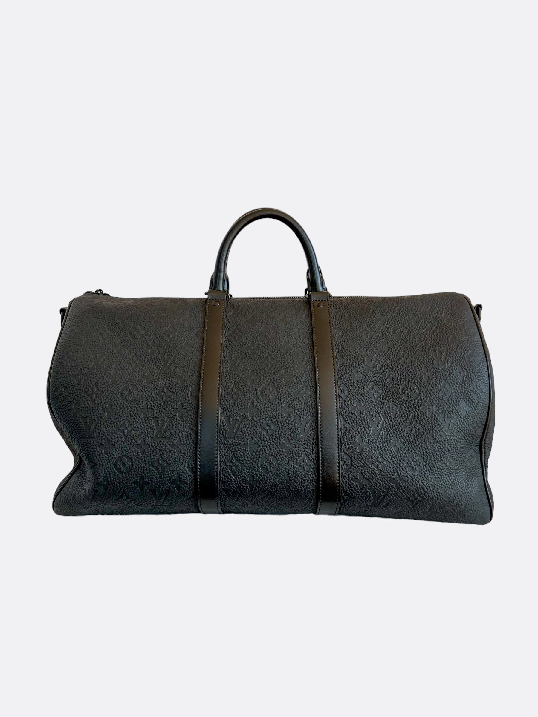 Louis Vuitton Black Taurillon Monogram Keepall 50