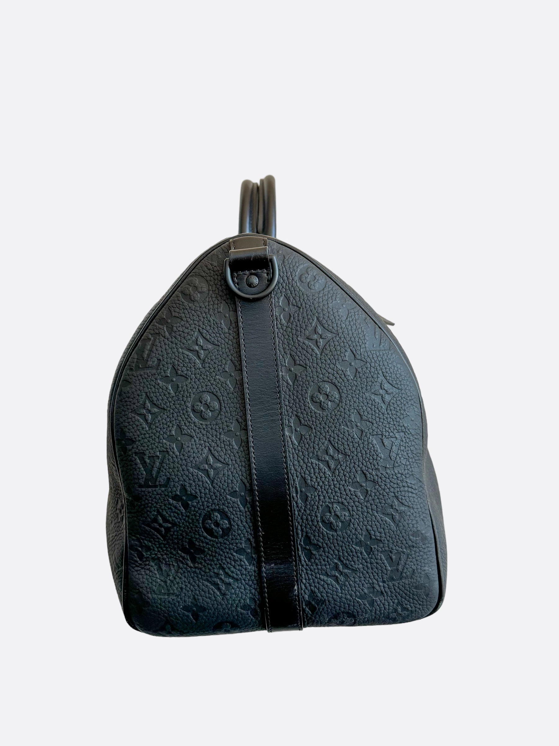 Louis Vuitton Black Taurillon Monogram Keepall 50