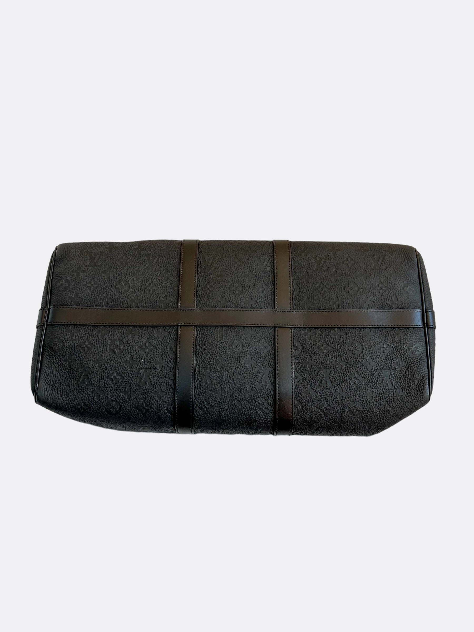 Louis Vuitton Black Taurillon Monogram Keepall 50