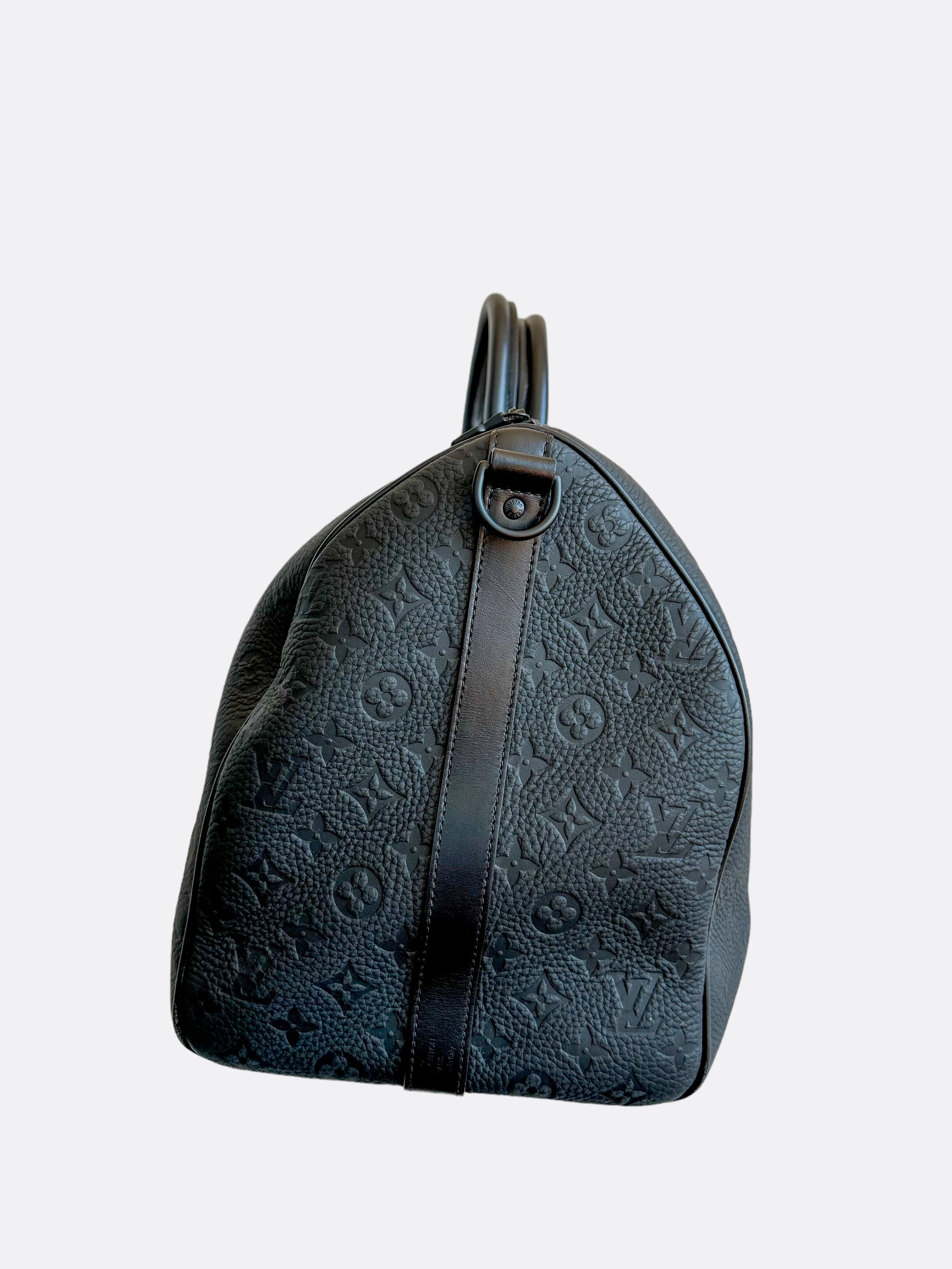 Louis Vuitton Black Taurillon Monogram Keepall 50