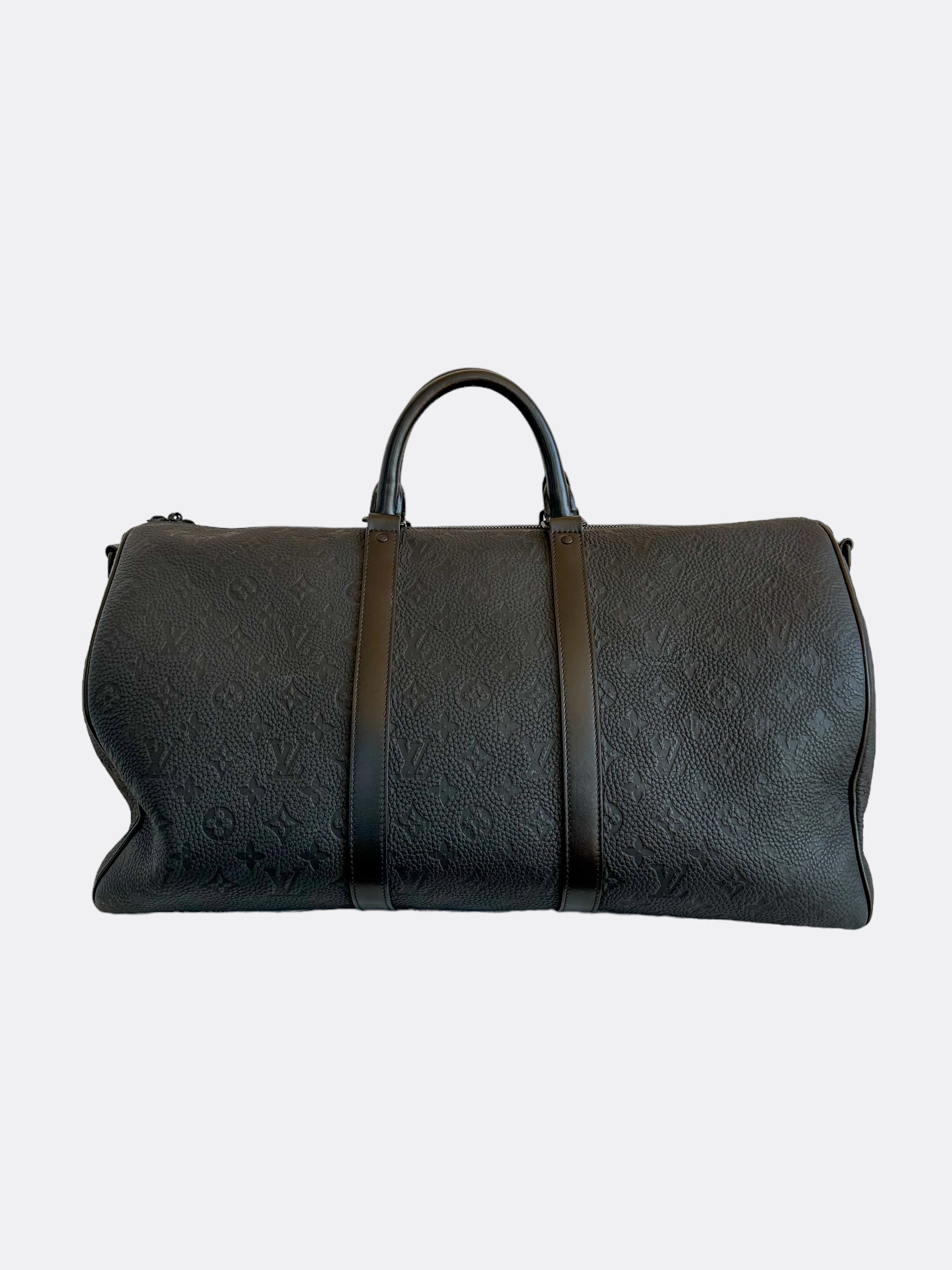 Louis Vuitton Black Taurillon Monogram Keepall 50