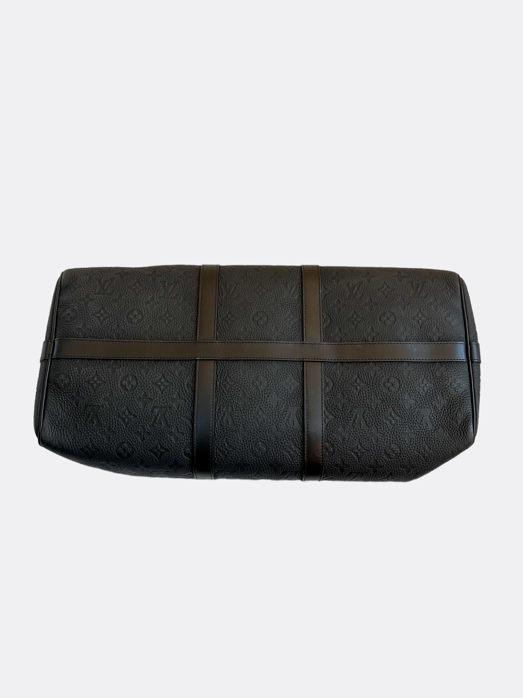 Louis Vuitton Black Taurillon Monogram Keepall 50