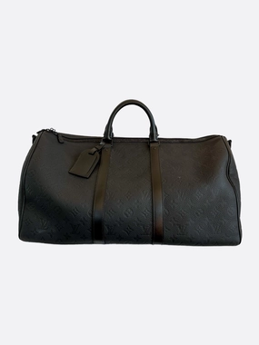 Louis Vuitton Black Taurillon Monogram Keepall 50