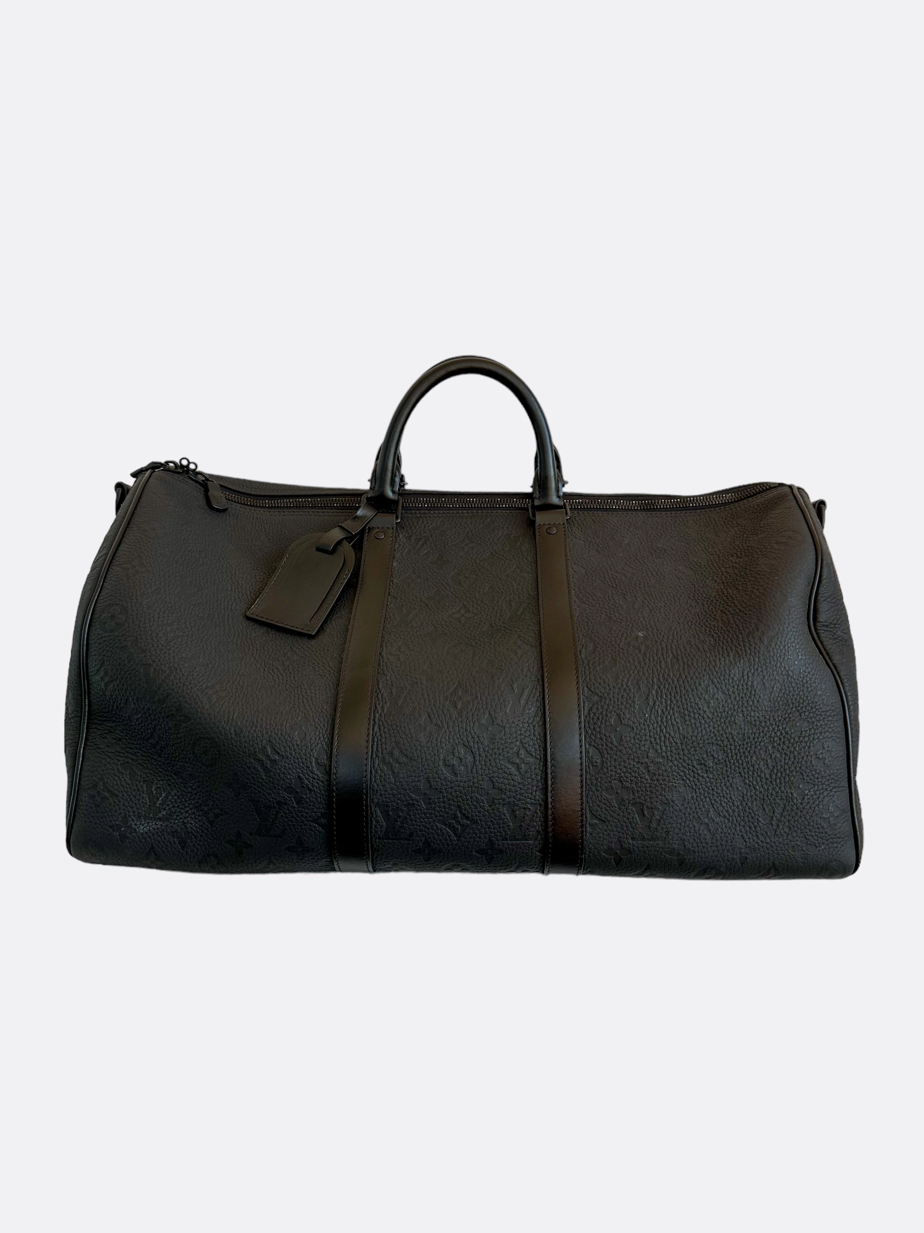Louis Vuitton Black Taurillon Monogram Keepall 50