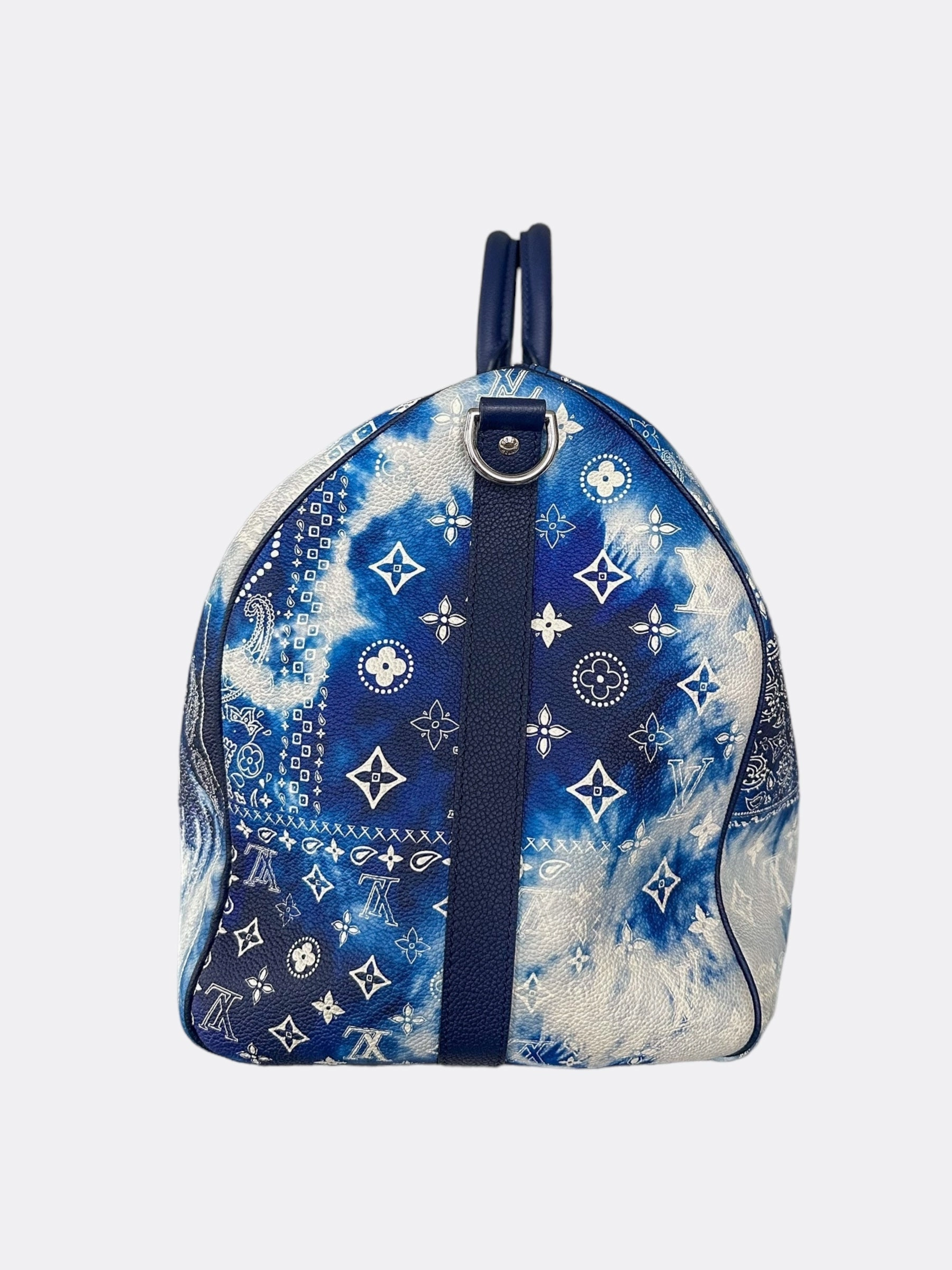 Louis Vuitton Blue Bandana Monogram Keepall 50