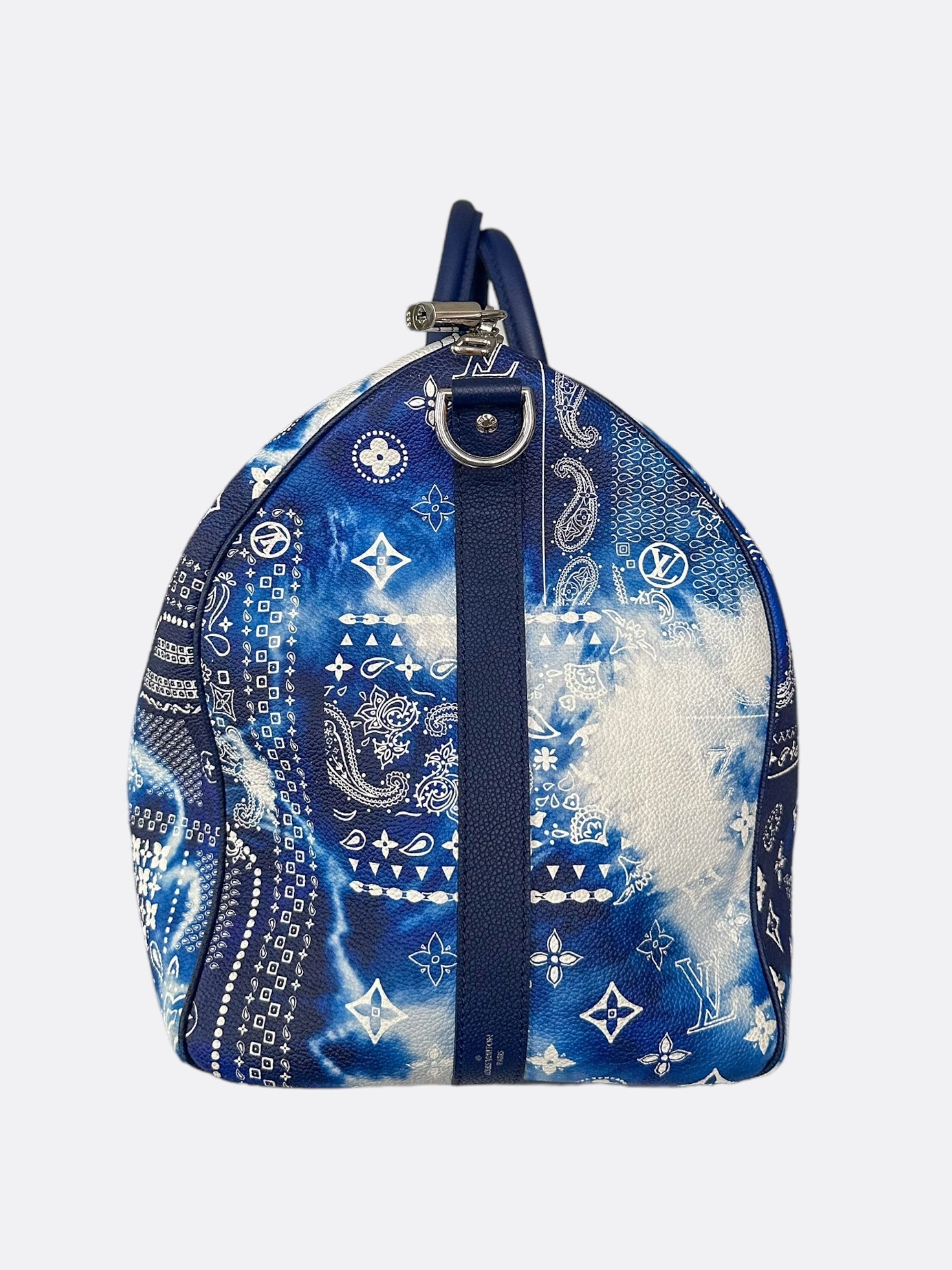 Louis Vuitton Blue Bandana Monogram Keepall 50