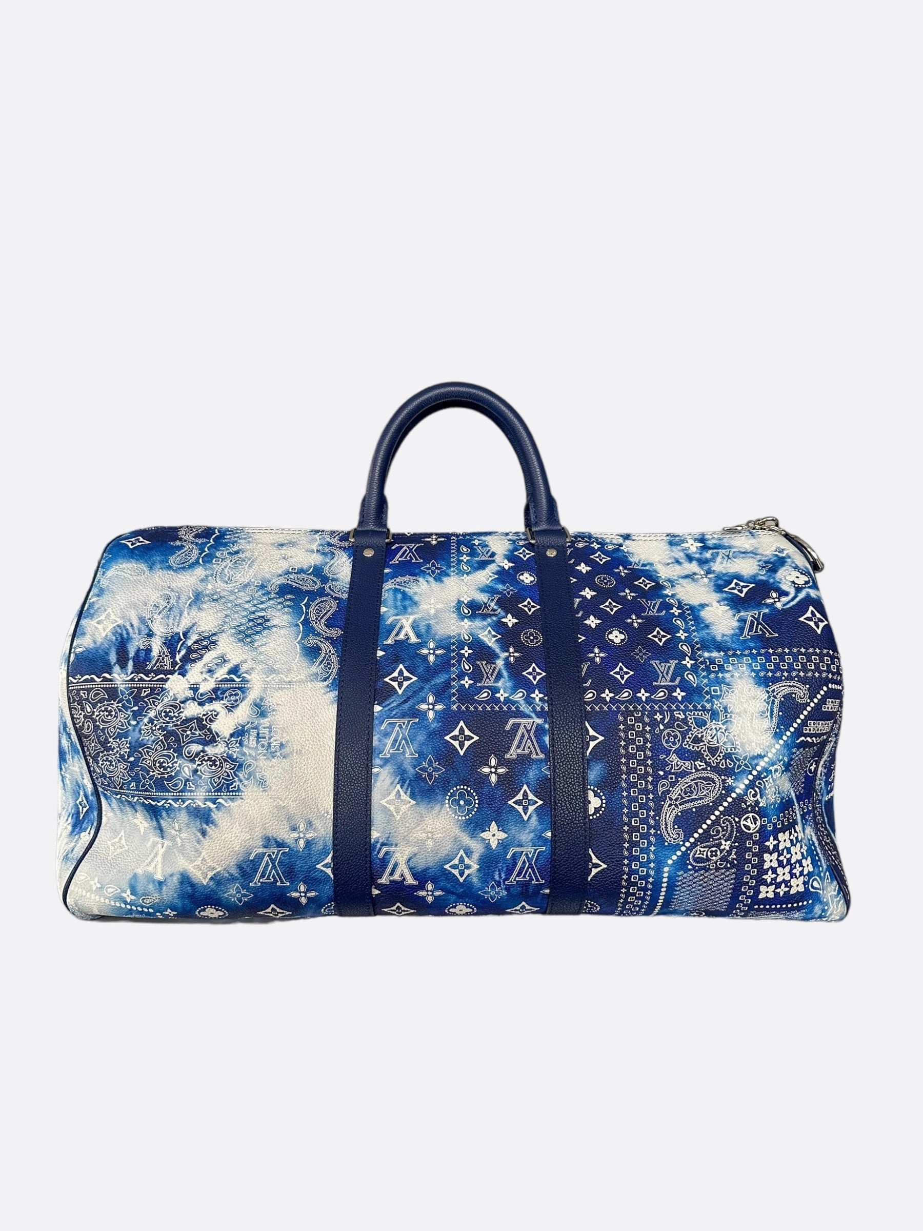 Louis Vuitton Blue Bandana Monogram Keepall 50