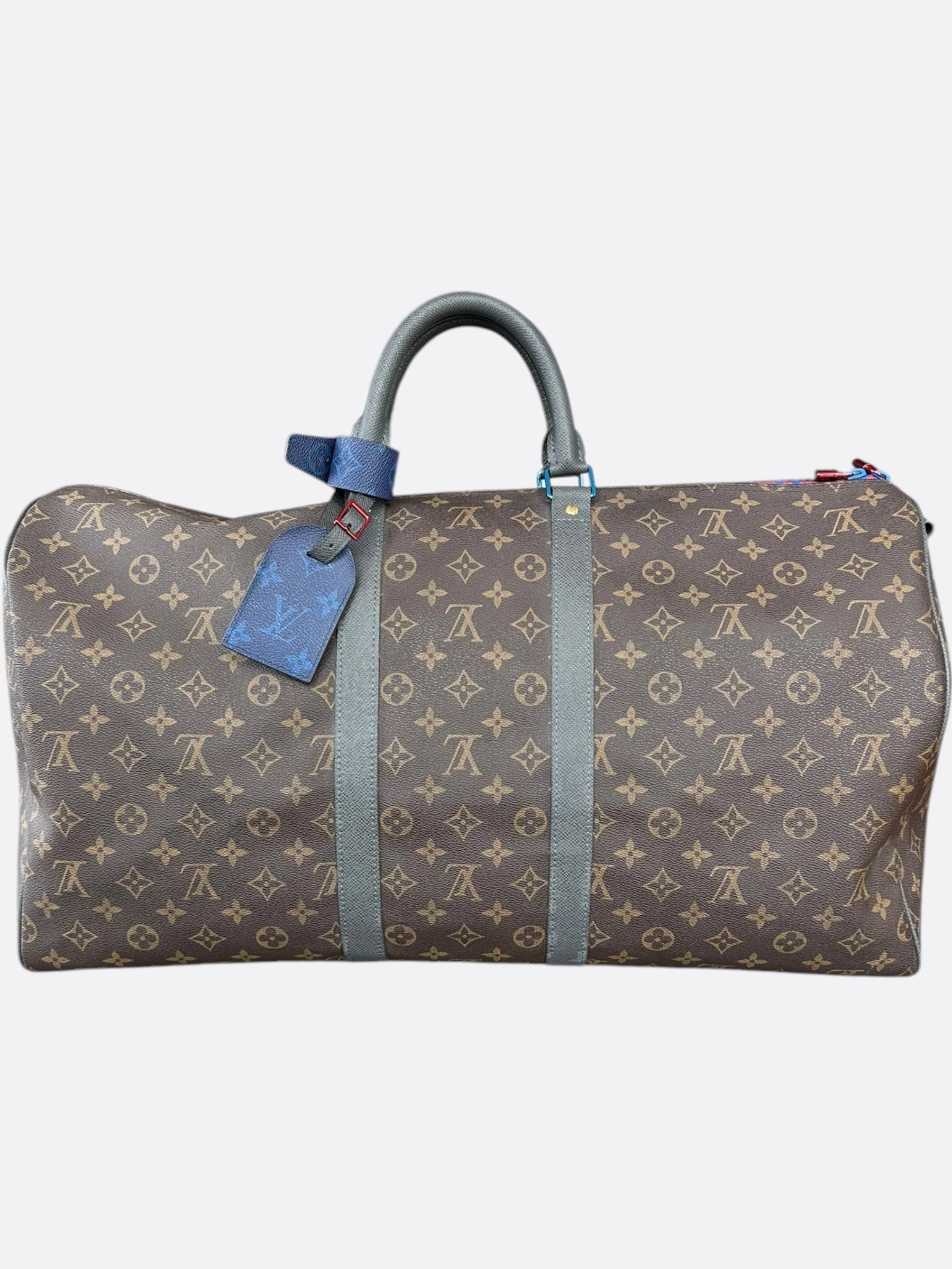 Louis Vuitton Brown & Grey Monogram Keepall 55