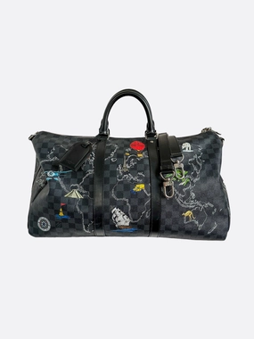 Louis Vuitton Damier Graphite Renaissance Map Keepall 50