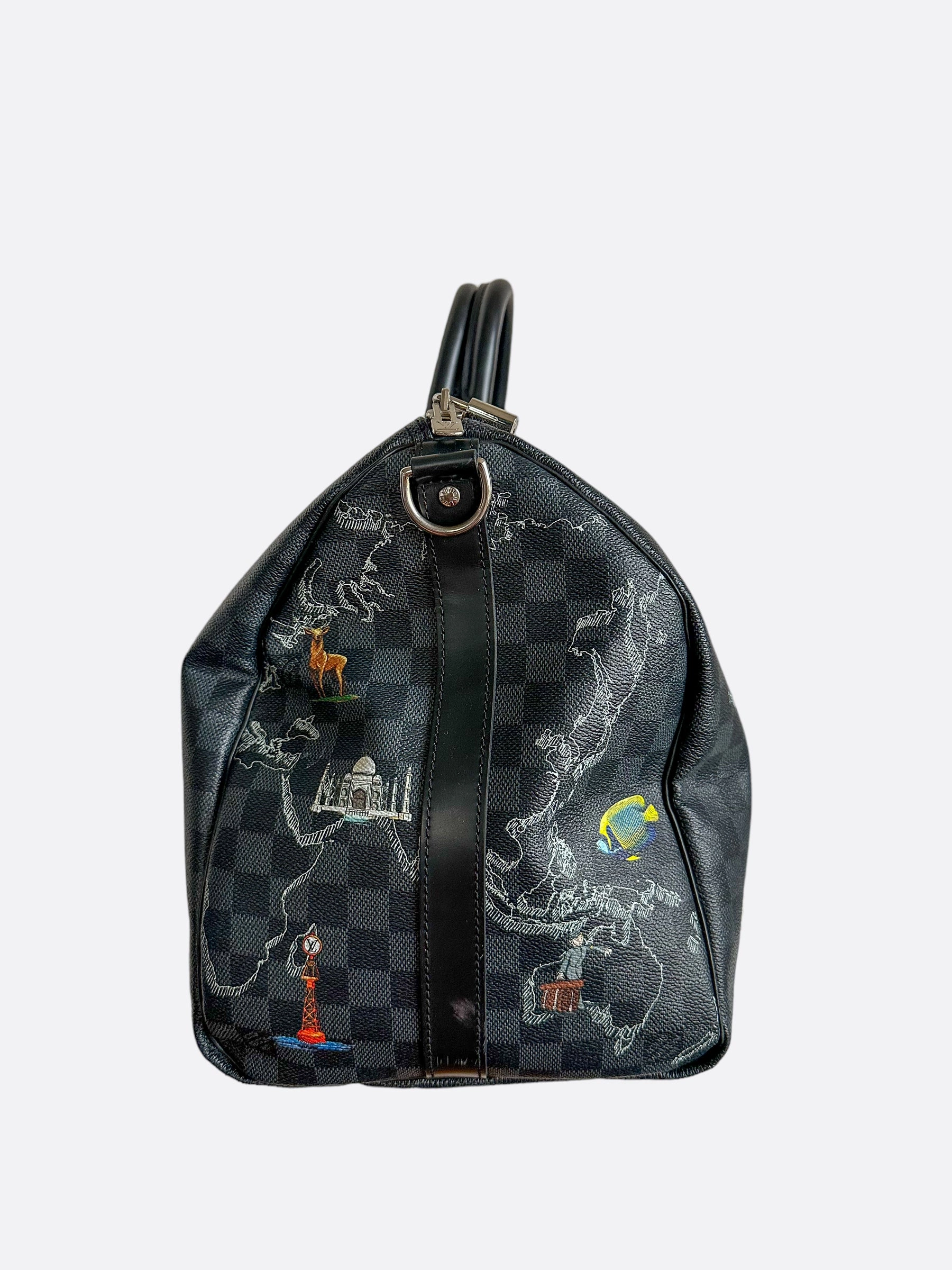 Louis Vuitton Damier Graphite Renaissance Map Keepall 50