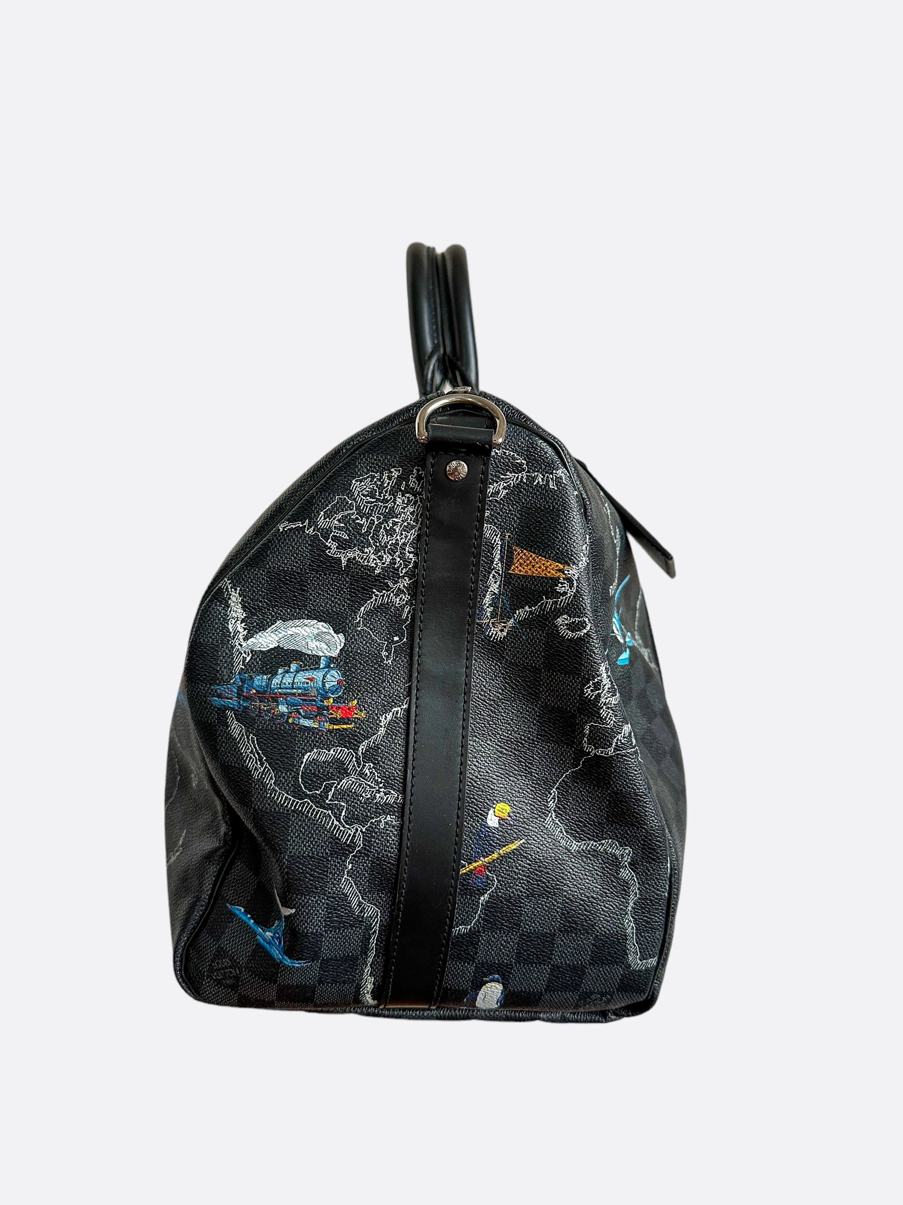 Louis Vuitton Damier Graphite Renaissance Map Keepall 50