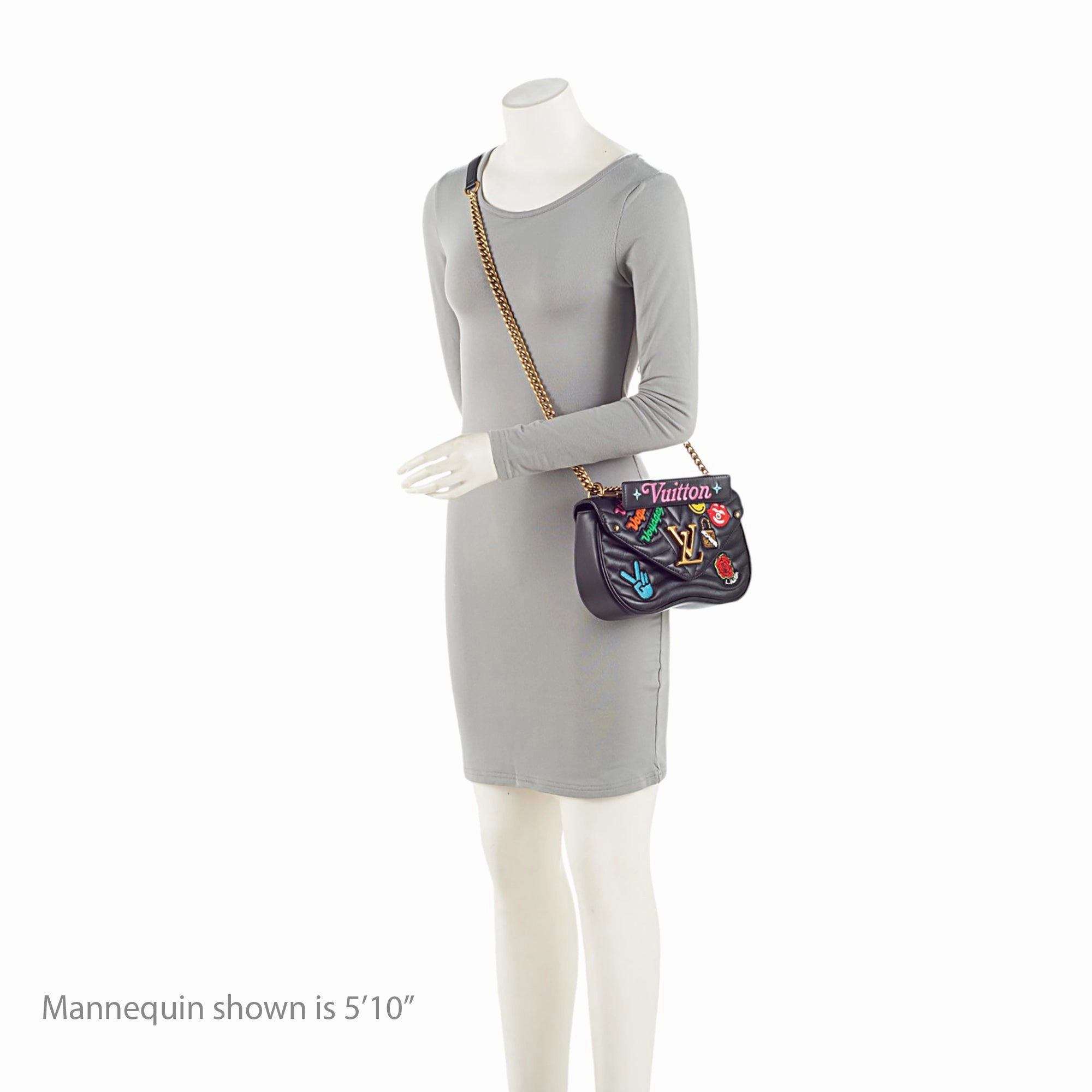 Louis Vuitton Limited Edition Calfskin Patches New Wave Chain MM Shoulder Bag (SHF-rK1e8I)