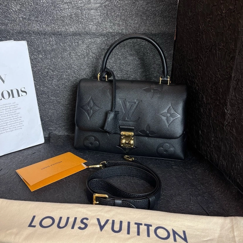 Louis Vuitton Madeleine Black Leather Crossbody Bag Medium