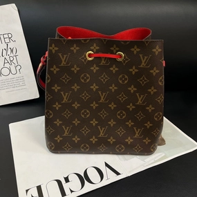 Louis Vuitton Monogram Red Interior Bucket Crossbody Bag