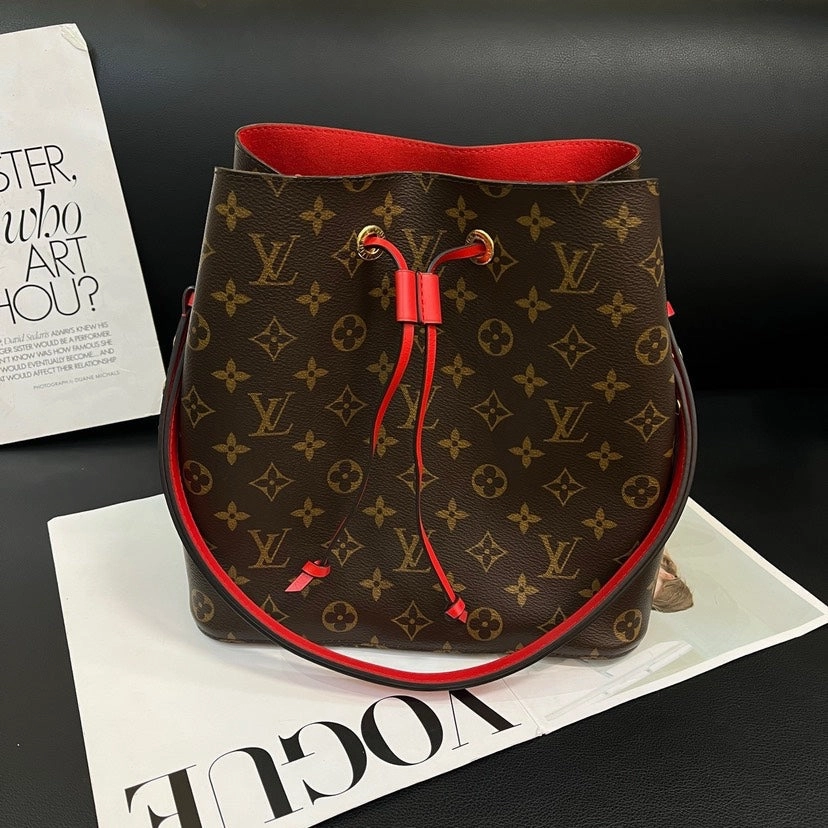 Louis Vuitton Monogram Red Interior Bucket Crossbody Bag