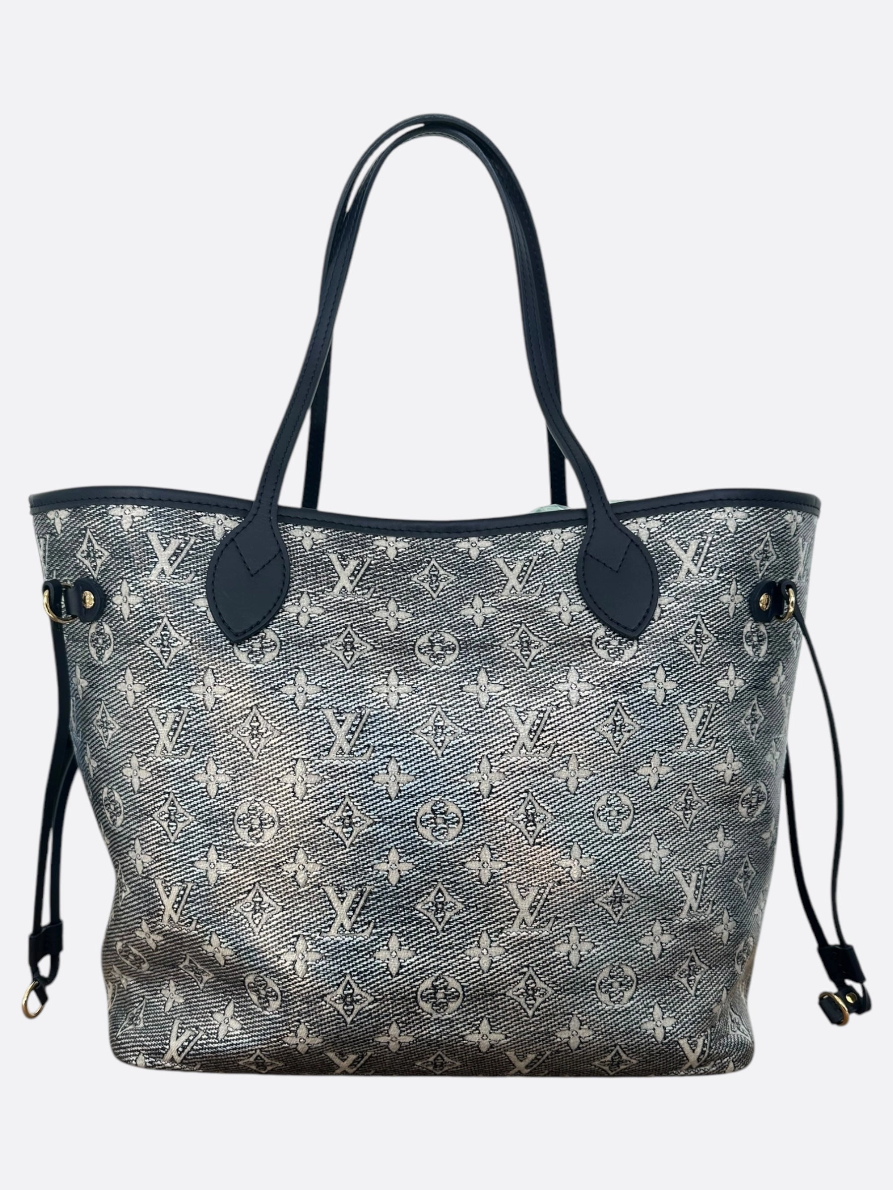 Louis Vuitton Navy & White Iridescent Monogram Neverfull MM