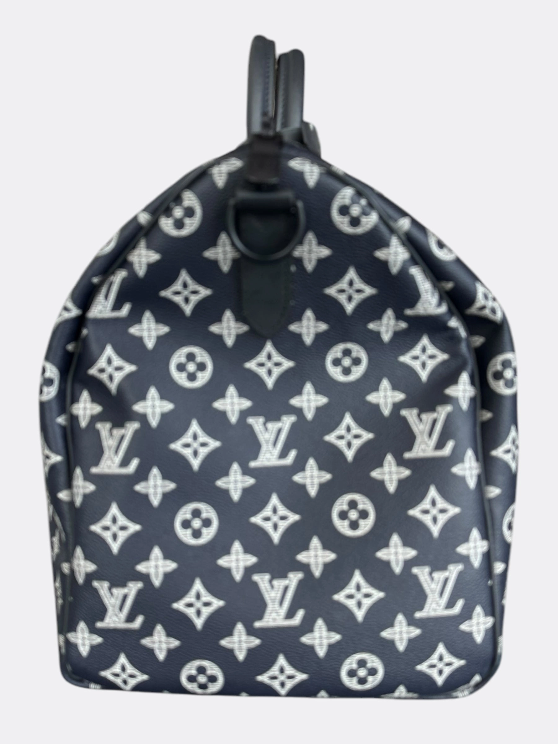 Louis Vuitton Navy & White Upside Down Monogram Keepall 50