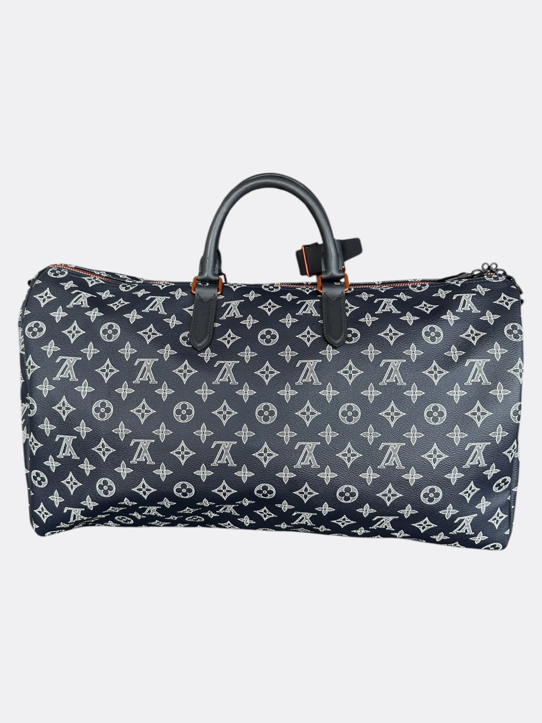 Louis Vuitton Navy & White Upside Down Monogram Keepall 50