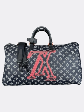 Louis Vuitton Navy & White Upside Down Monogram Keepall 50
