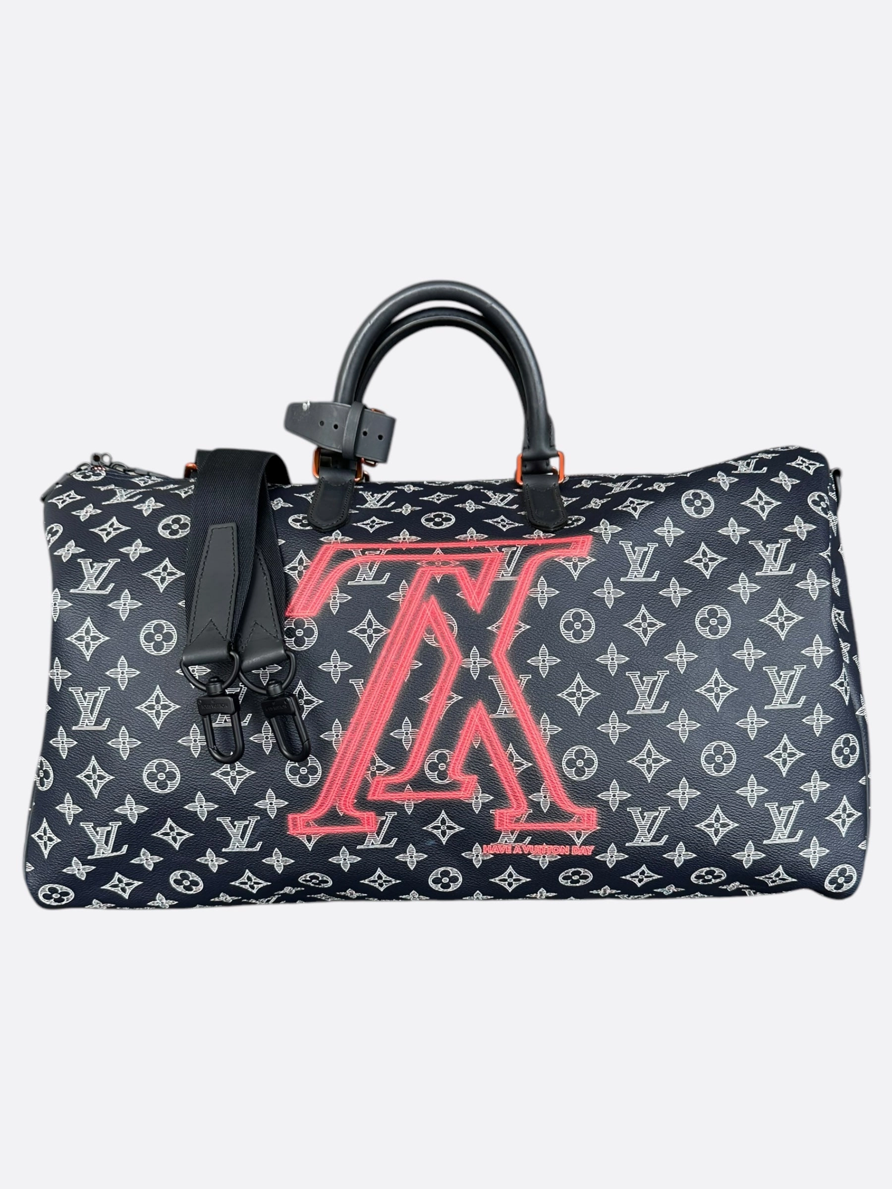 Louis Vuitton Navy & White Upside Down Monogram Keepall 50