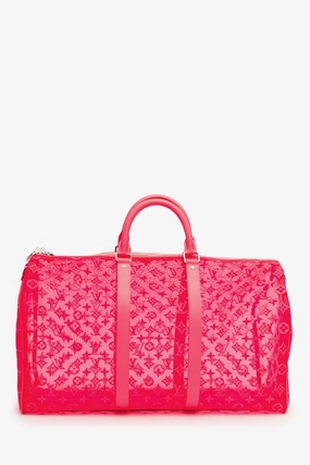 Louis Vuitton Pink Mesh Keepall Bandouliere 50