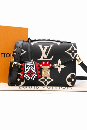 LOUIS VUITTON Pochette Metis Limited Edition Crafty Monogram Empreinte Giant Black Crossbody Bag