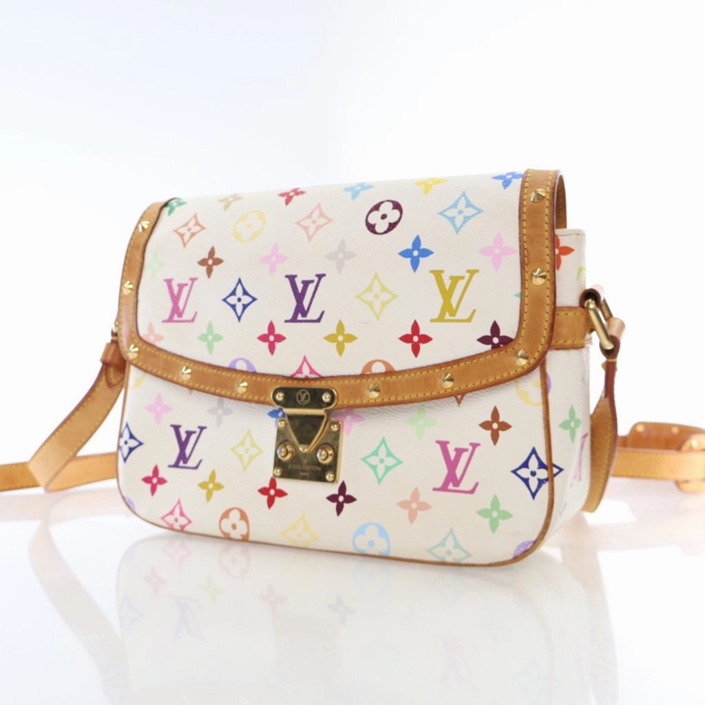Louis Vuitton Sologne White Multicolor Monogram Canvas Crossbody Bag Medium