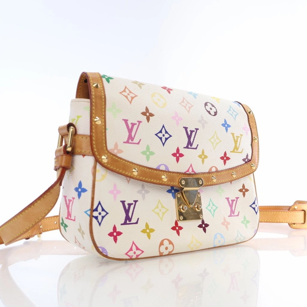 Louis Vuitton Sologne White Multicolor Monogram Canvas Crossbody Bag Medium