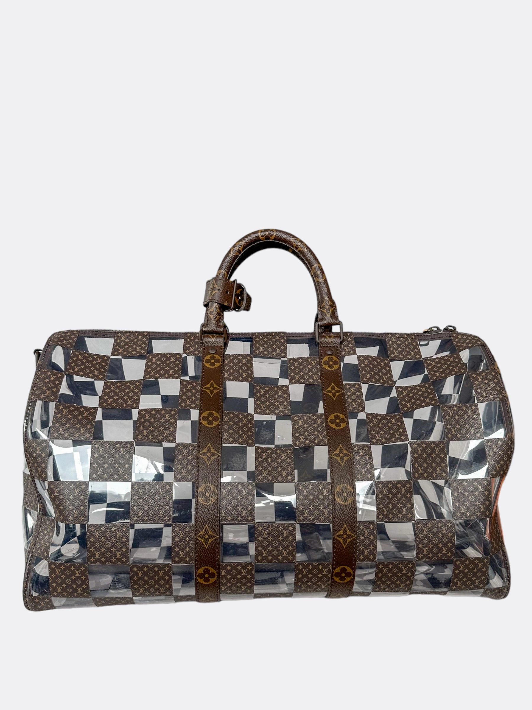 Louis Vuitton Transparent Brown Chess Monogram Keepall 50