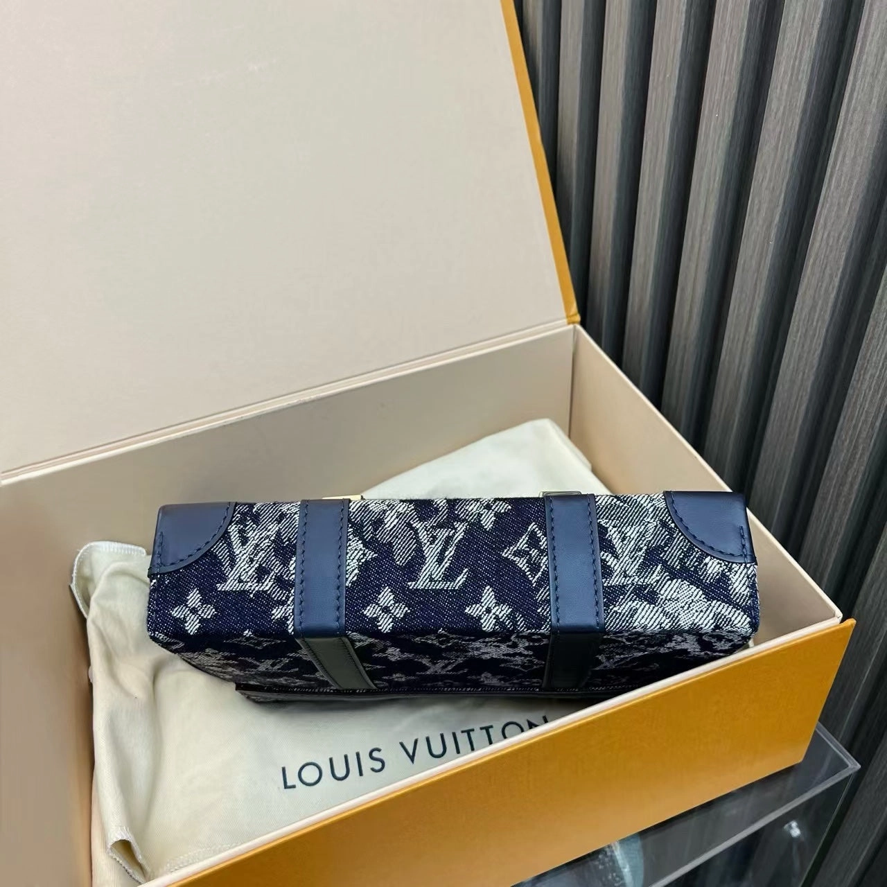 Louis Vuitton Trunk Tapestry Blue Shoulder Bag