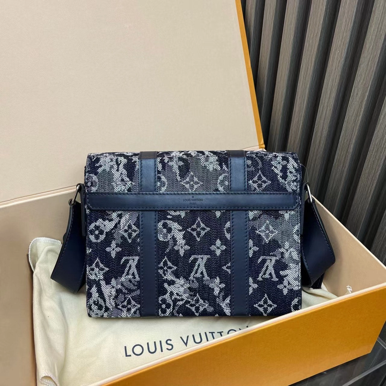 Louis Vuitton Trunk Tapestry Blue Shoulder Bag
