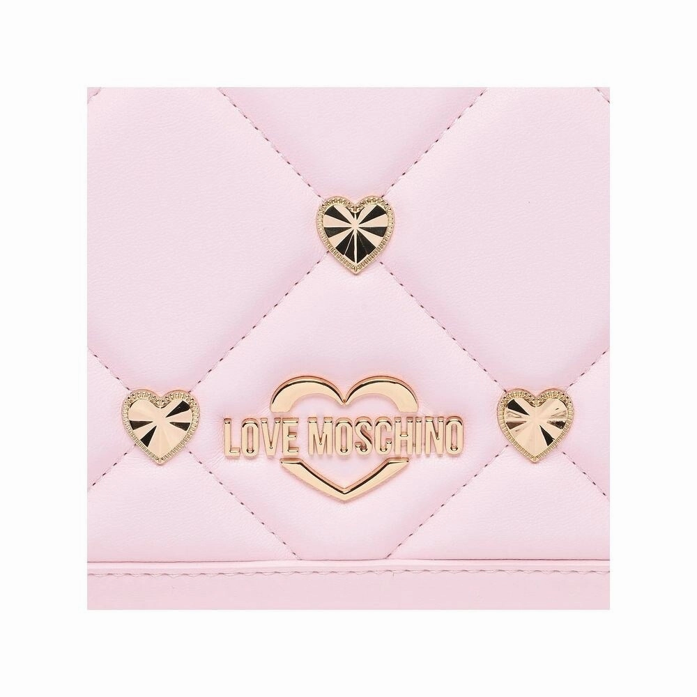 Love Moschino Chic Pink Faux Leather Crossbody Bag with Gold Women's Accents