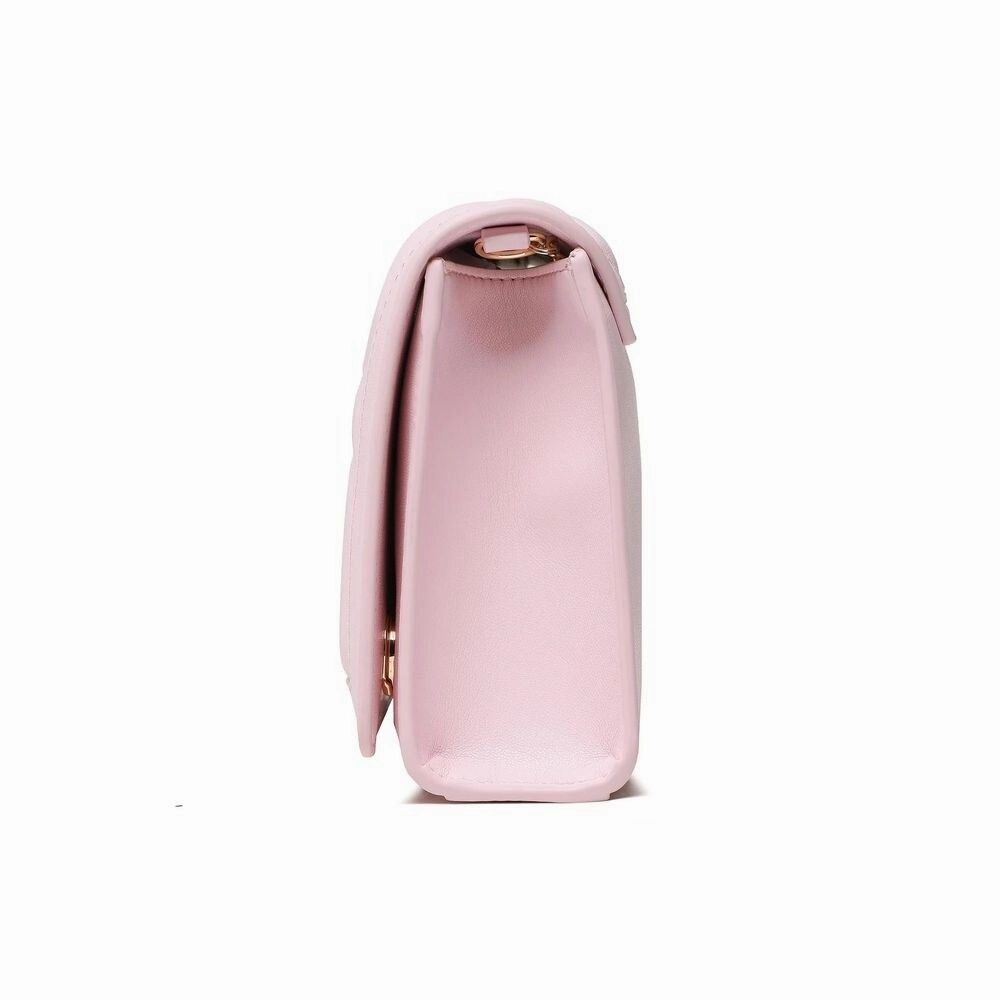 Love Moschino Chic Pink Faux Leather Crossbody Bag with Gold Women's Accents