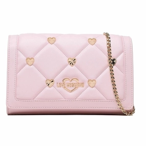 Love Moschino Chic Pink Faux Leather Crossbody Bag with Gold Women's Accents