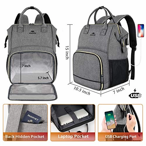 Lunch Backpack, Insulated Cooler Backpack Lunch Box Laptop Backpack with USB Port for Women Men,Water Resistant Leak-proof Lunch Bag Tote for School Work Hiking Beach Picnic Trip Fits 15.6 Inch Laptop