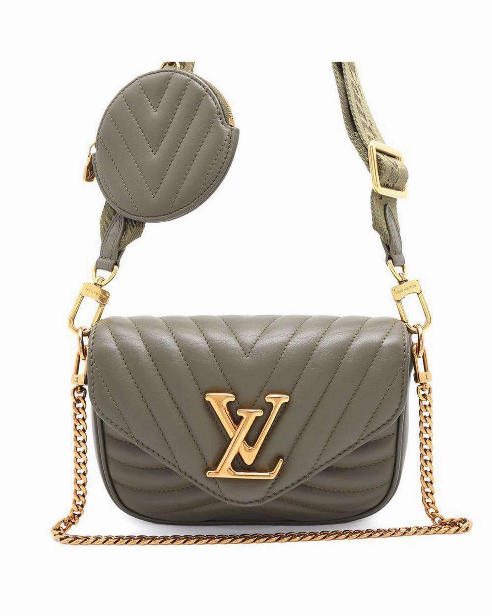 LV Pont 9 Olive Green Quilted Lambskin Leather Crossbody Bag