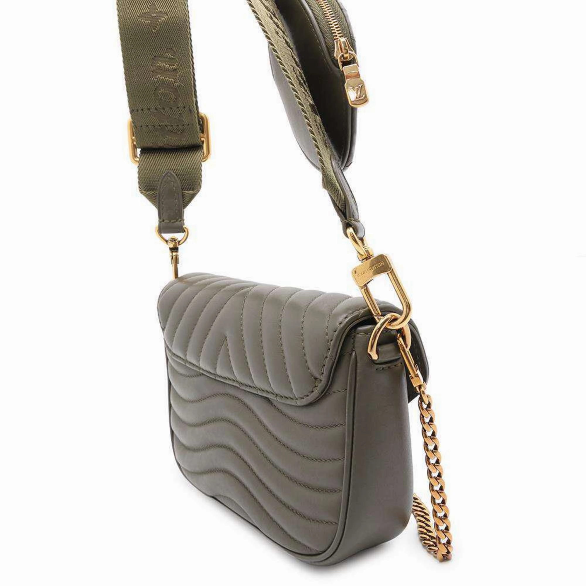 LV Pont 9 Olive Green Quilted Lambskin Leather Crossbody Bag