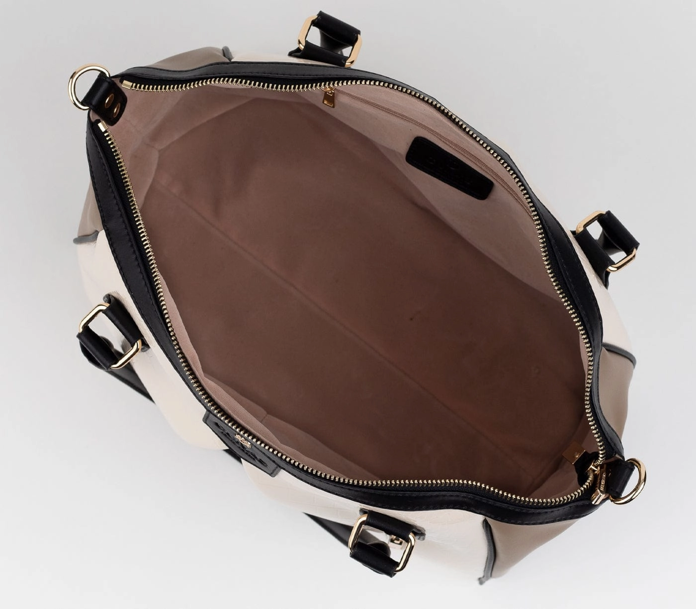 Madison Vegan Leather Handbag | Beige Trio