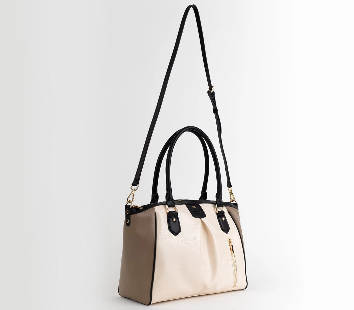 Madison Vegan Leather Handbag | Beige Trio