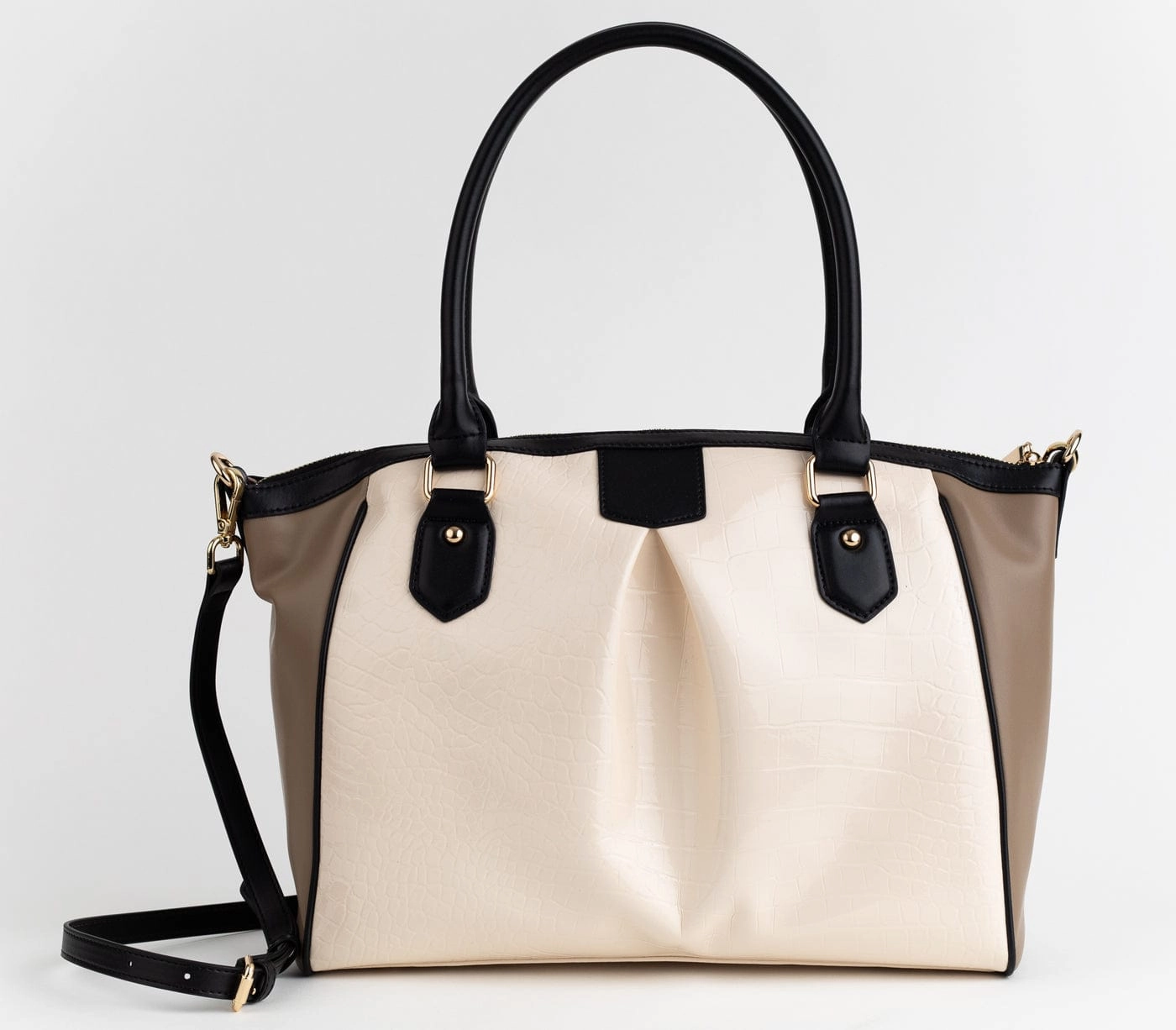 Madison Vegan Leather Handbag | Beige Trio