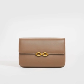 Maillon Medium Leather Shoulder Bag in Beige