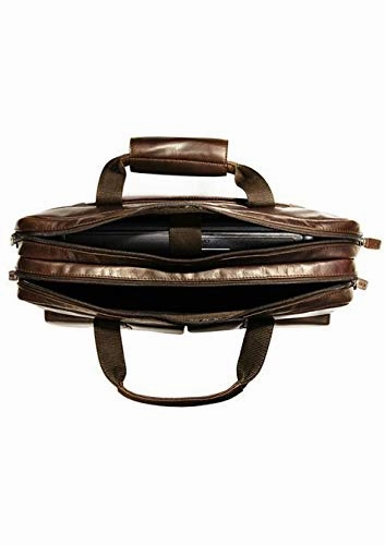 Mancini Leather Goods Double Compartment 15.6" Laptop Briefcase with RFID Secure