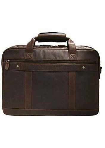 Mancini Leather Goods Double Compartment 15.6" Laptop Briefcase with RFID Secure
