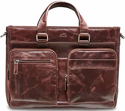 Mancini Single Compartment Laptop/Tablet Tote in Burgundy