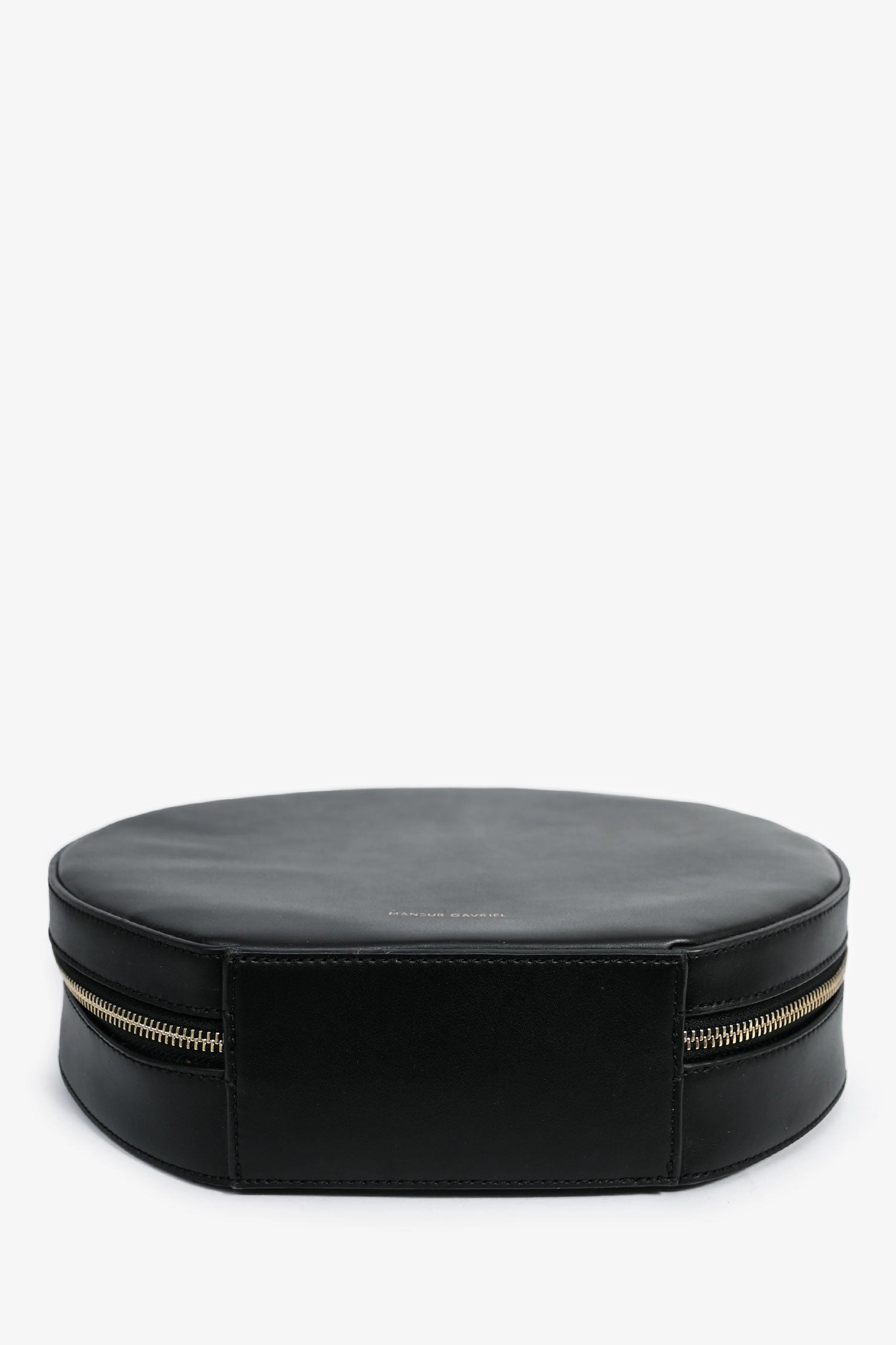 Mansur Gavriel Black Leather Large Round Zippy Top Handle Bag