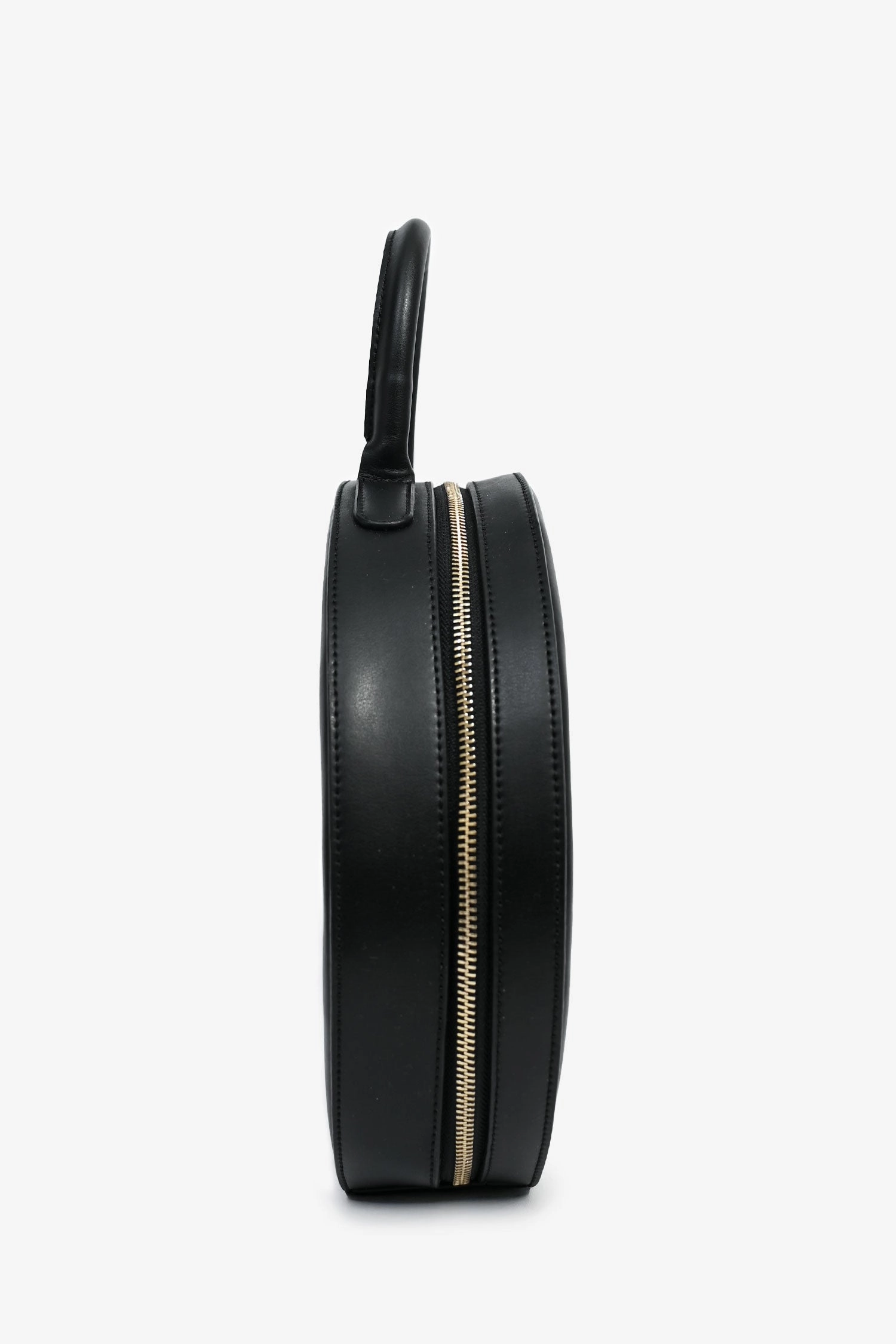 Mansur Gavriel Black Leather Large Round Zippy Top Handle Bag