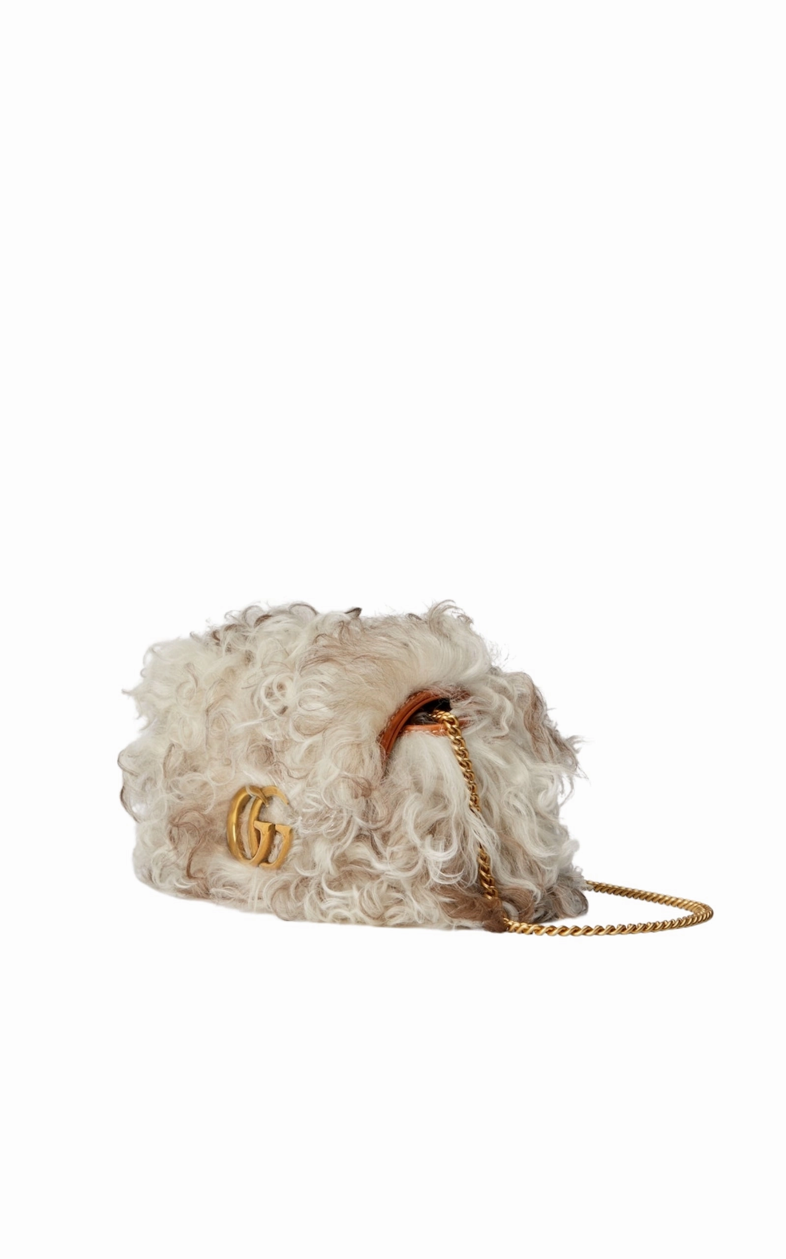 Marmont Super Mini Shearling Bag in White